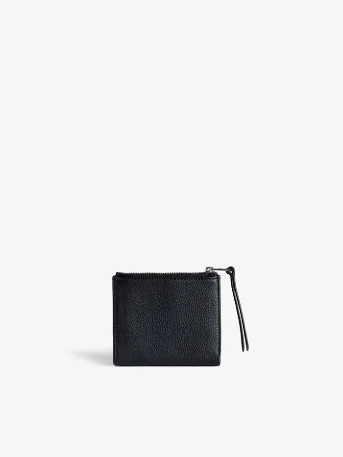 Women Zadig and Voltaire Wallets and Leather Goods ZV Fold Dotted Swiss Coin Purse Black