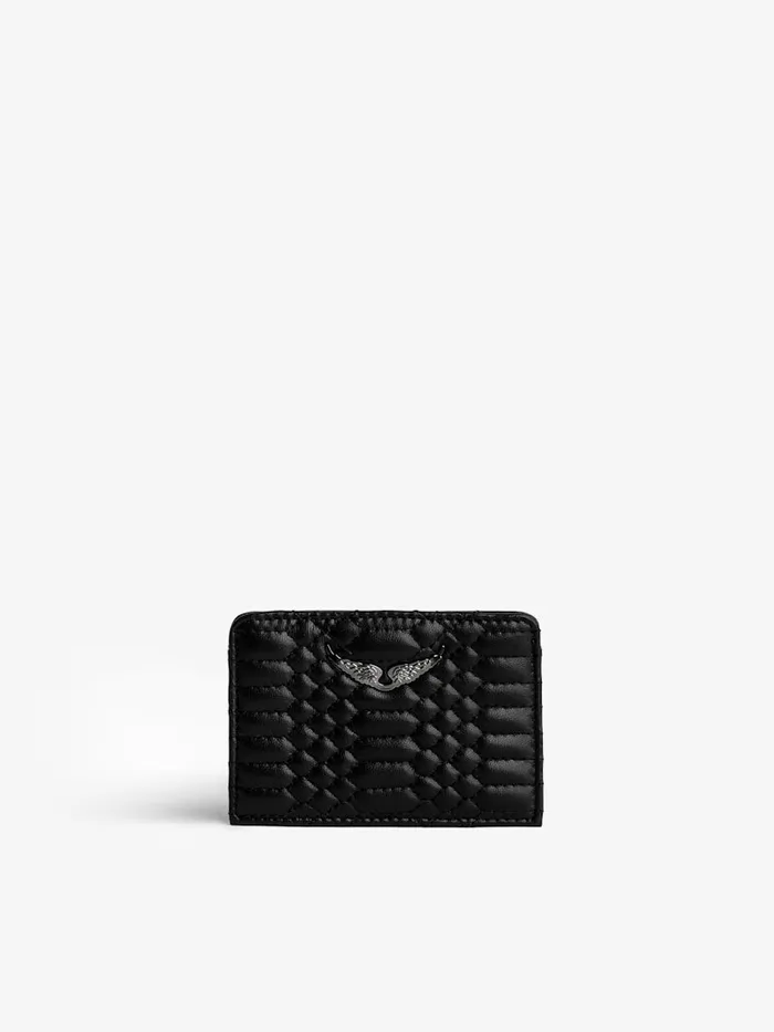 Women Zadig and Voltaire Wallets and Leather Goods ZV Pass Card Holder Black