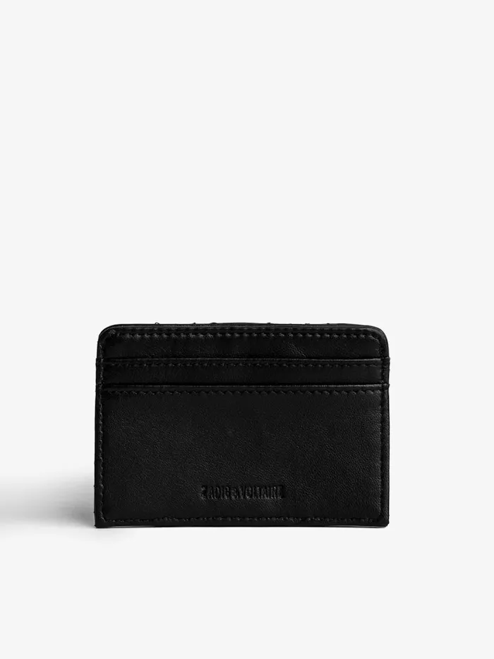Women Zadig and Voltaire Wallets and Leather Goods ZV Pass Card Holder Black