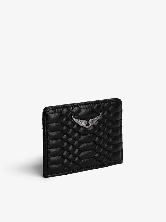 Women Zadig and Voltaire Wallets and Leather Goods ZV Pass Card Holder Black