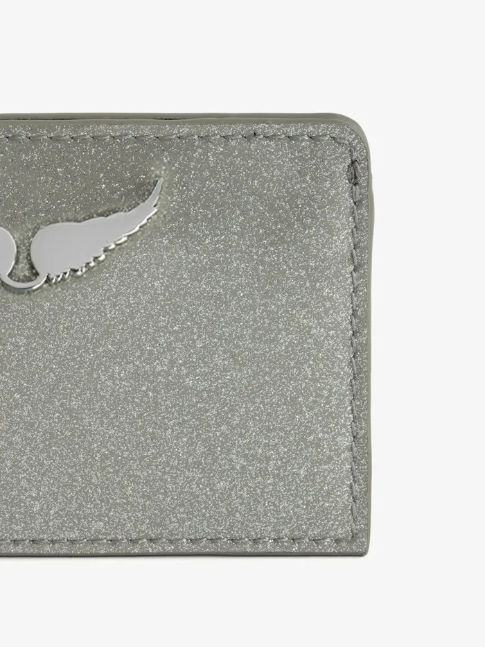 Women Zadig and Voltaire Wallets and Leather Goods ZV Pass Infinity Patent Card Holder Silver