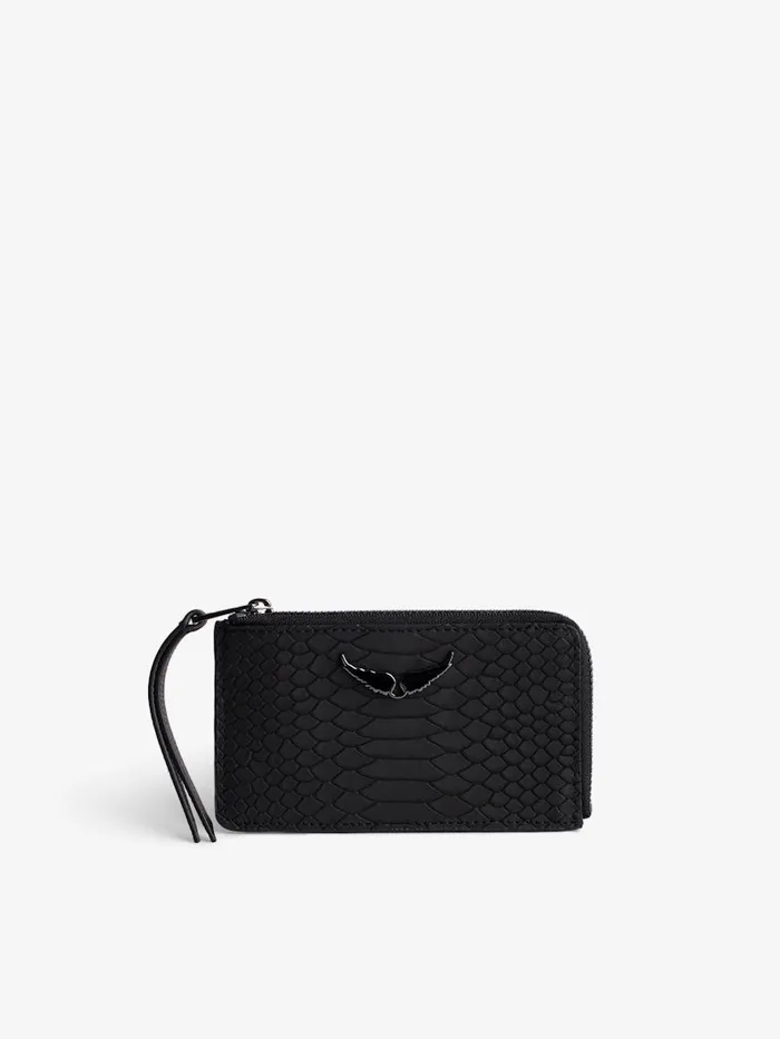 Women Zadig and Voltaire Wallets and Leather Goods ZV Soft Savage Card Case Black Women Zadig and Voltaire Wallets and Leather Goods ZV Soft Savage Card Case Black