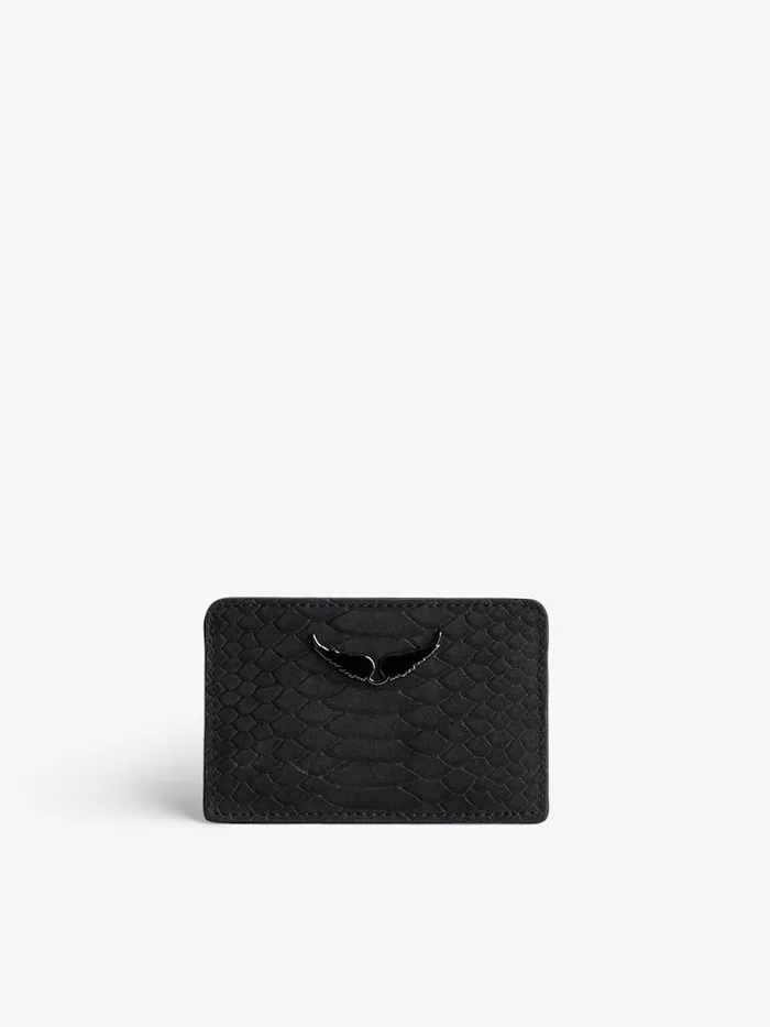 Women Zadig and Voltaire Wallets and Leather Goods ZV Soft Savage Pass Card Case Black Women Zadig and Voltaire Wallets and Leather Goods ZV Soft Savage Pass Card Case Black