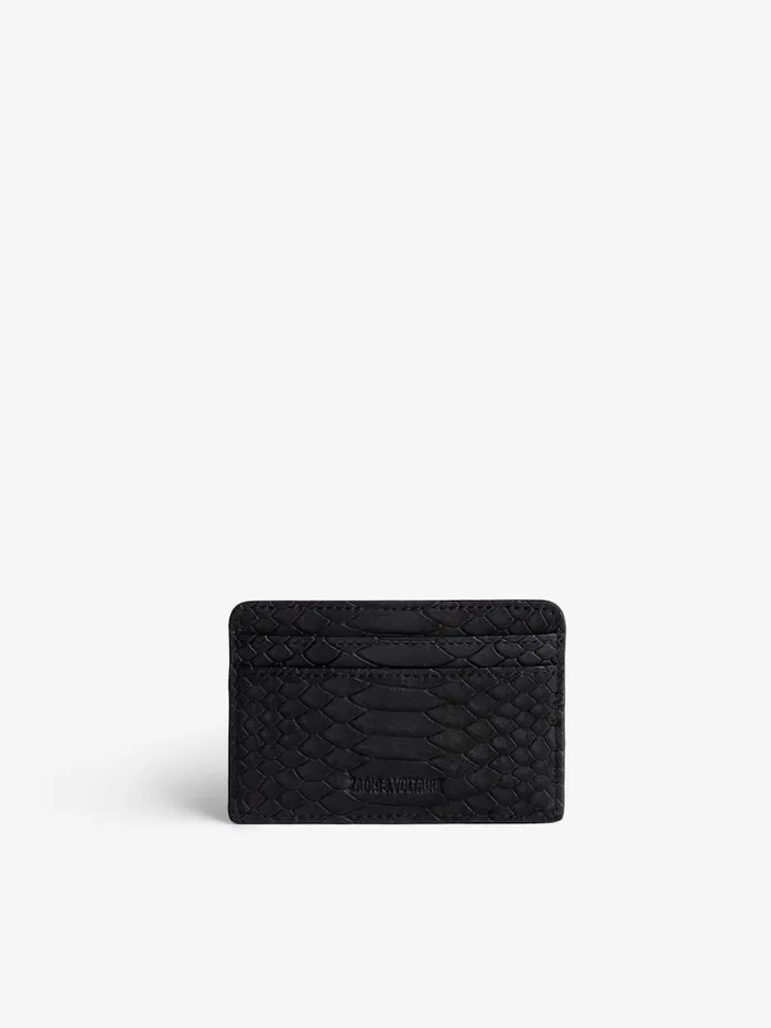Women Zadig and Voltaire Wallets and Leather Goods ZV Soft Savage Pass Card Case Black