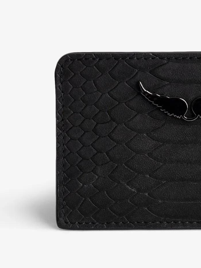 Women Zadig and Voltaire Wallets and Leather Goods ZV Soft Savage Pass Card Case Black