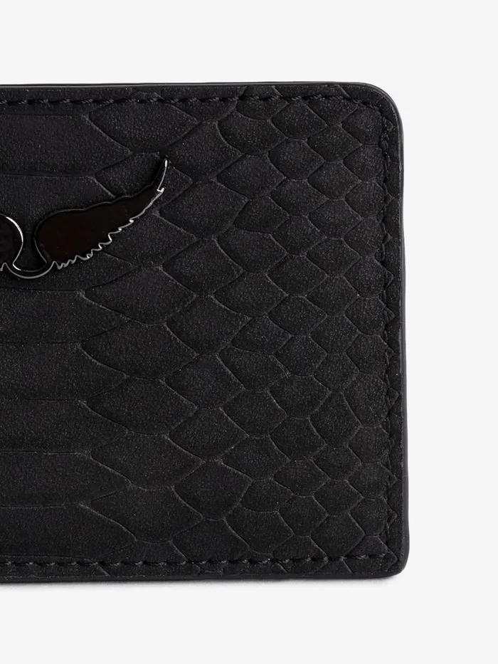 Women Zadig and Voltaire Wallets and Leather Goods ZV Soft Savage Pass Card Case Black