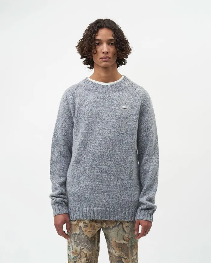 Wool Crewneck Melange Blue WomenMen Filling Pieces Hoodies and Sweatshirts