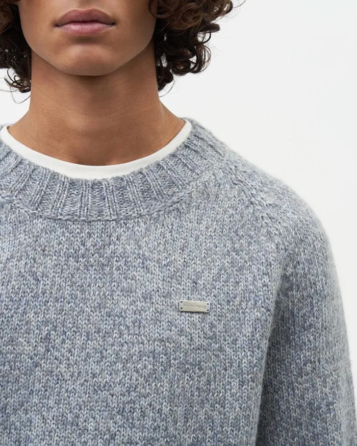 Wool Crewneck Melange Blue WomenMen Filling Pieces Hoodies and Sweatshirts
