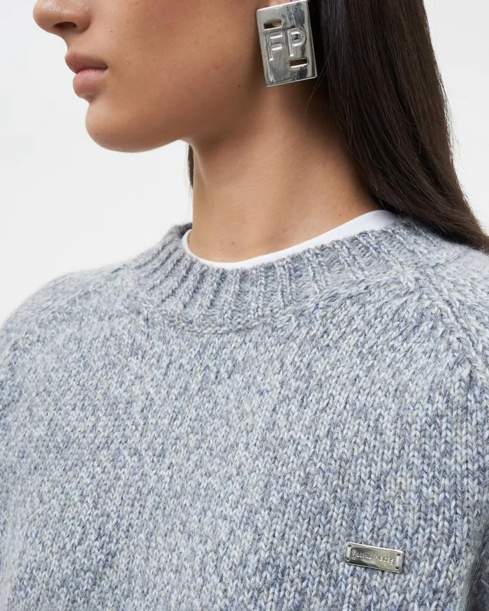 Wool Crewneck Melange Blue WomenMen Filling Pieces Hoodies and Sweatshirts