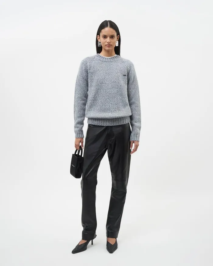 Wool Crewneck Melange Blue WomenMen Filling Pieces Hoodies and Sweatshirts
