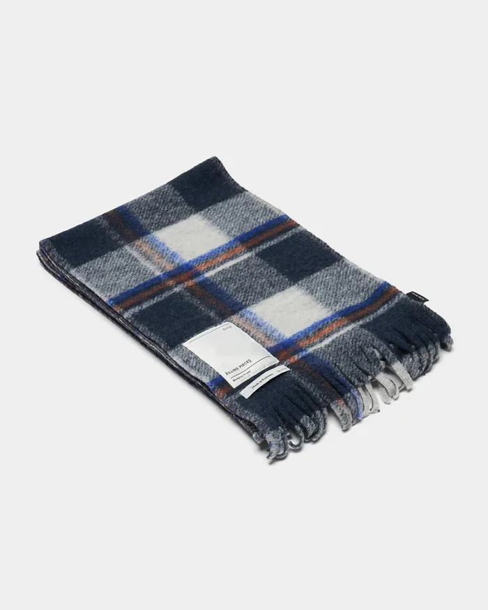 Wool Flannel Scarf Melange Blue WomenMen Filling Pieces Scarves