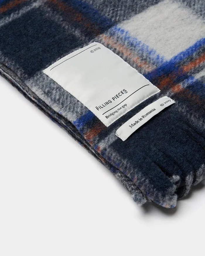Wool Flannel Scarf Melange Blue WomenMen Filling Pieces Scarves