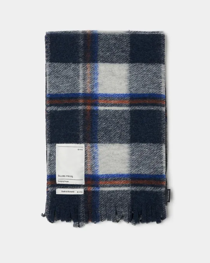 Wool Flannel Scarf Melange Blue WomenMen Filling Pieces Scarves
