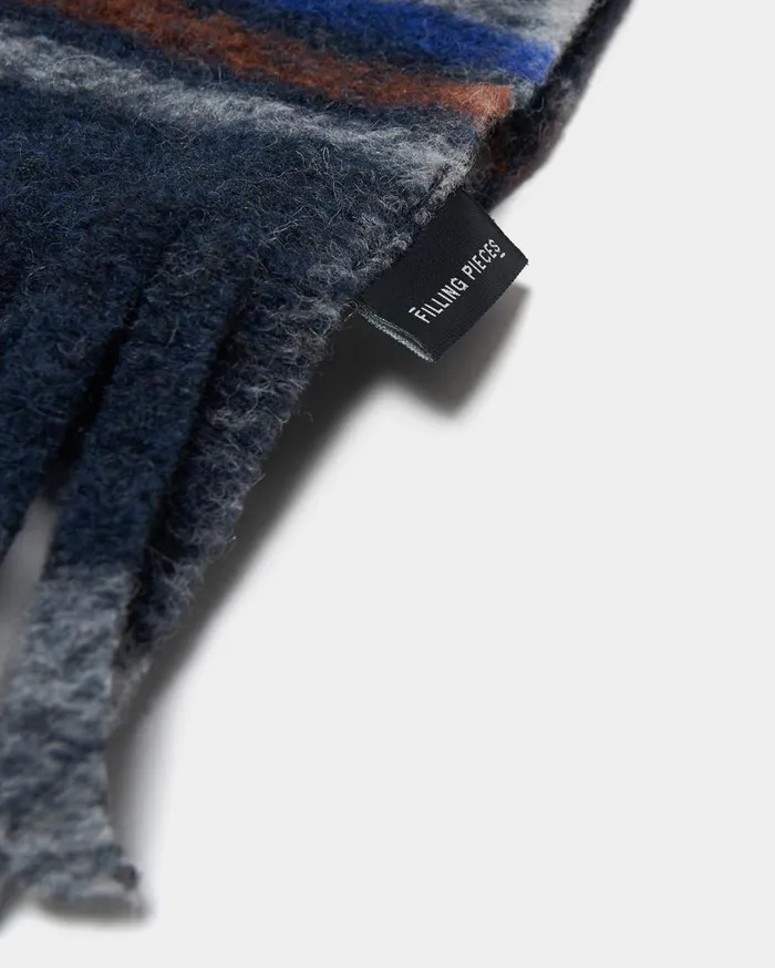 Wool Flannel Scarf Melange Blue WomenMen Filling Pieces Scarves