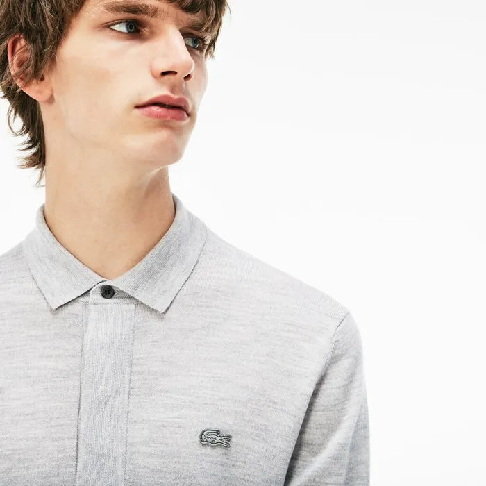 Wool Jersey Sweater Grey Mens Lacoste Sweaters Online Store