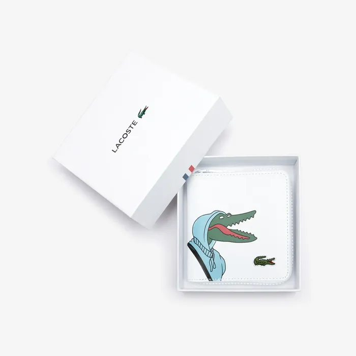 x JeanMichel Tixier Fun Printed Leather Zippered Wallet Jog Croc Mens Lacoste Small Leather Goods Gift Ideas
