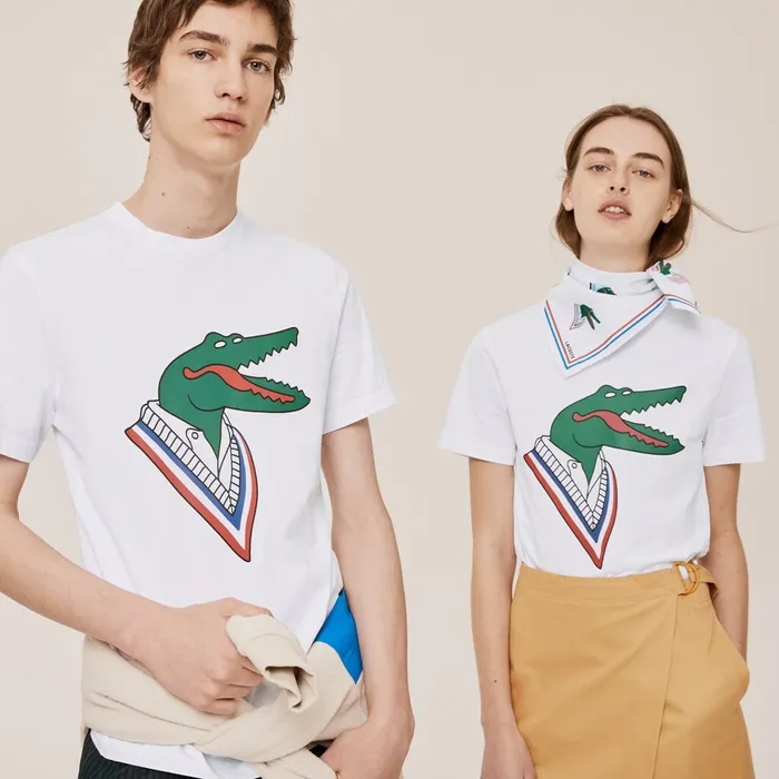 x JeanMichel Tixier Graphic Tshirt WhiteRed Mens Lacoste TShirts Store