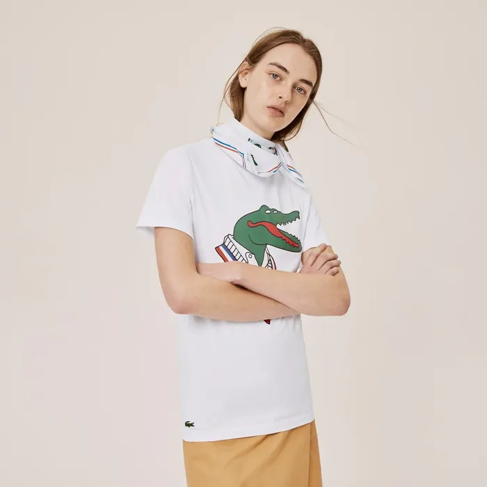 x JeanMichel Tixier Graphic Tshirt WhiteRed Womens Lacoste TShirts Outlet Factory