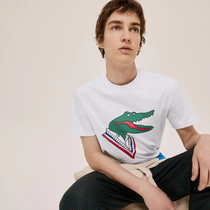 x JeanMichel Tixier Graphic Tshirt WhiteRed Womens Lacoste TShirts Outlet Factory
