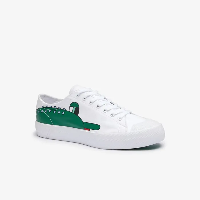 x Jeremyville Gripshot Canvas Trainers WhtGreen Mens Lacoste Sneakers For Sale