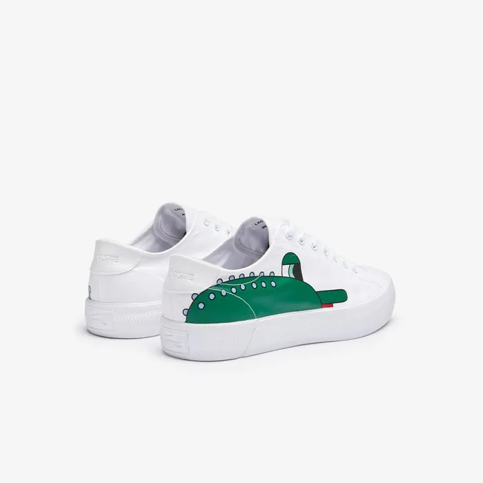 x Jeremyville Gripshot Canvas Trainers WhtGreen Mens Lacoste Sneakers For Sale