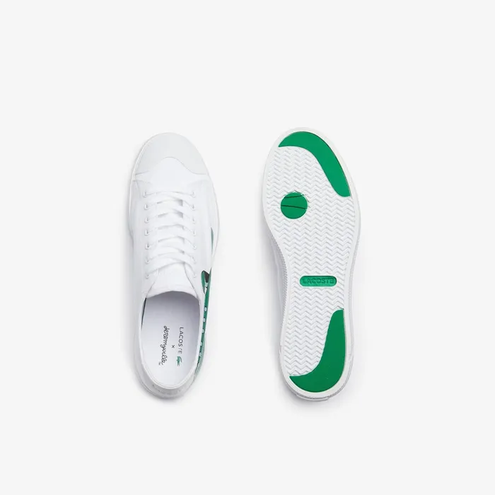 x Jeremyville Gripshot Canvas Trainers WhtGreen Mens Lacoste Sneakers For Sale