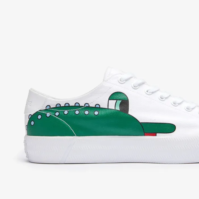 x Jeremyville Gripshot Canvas Trainers WhtGreen Mens Lacoste Sneakers For Sale