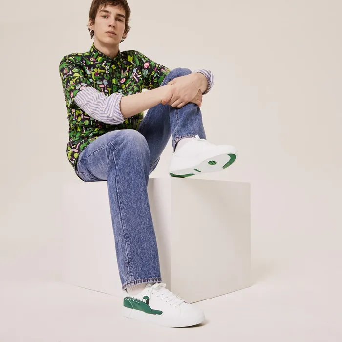 x Jeremyville Gripshot Canvas Trainers WhtGreen Mens Lacoste Sneakers For Sale