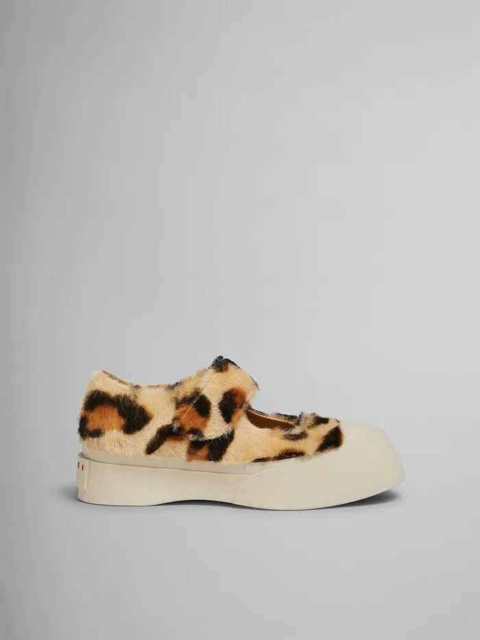 Yellow Animalier Print Shearling Mary Jane Sneaker Women Marni Pablo
