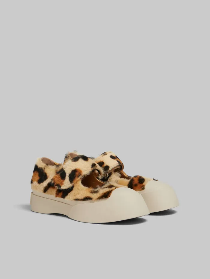 Yellow Animalier Print Shearling Mary Jane Sneaker Women Marni Pablo