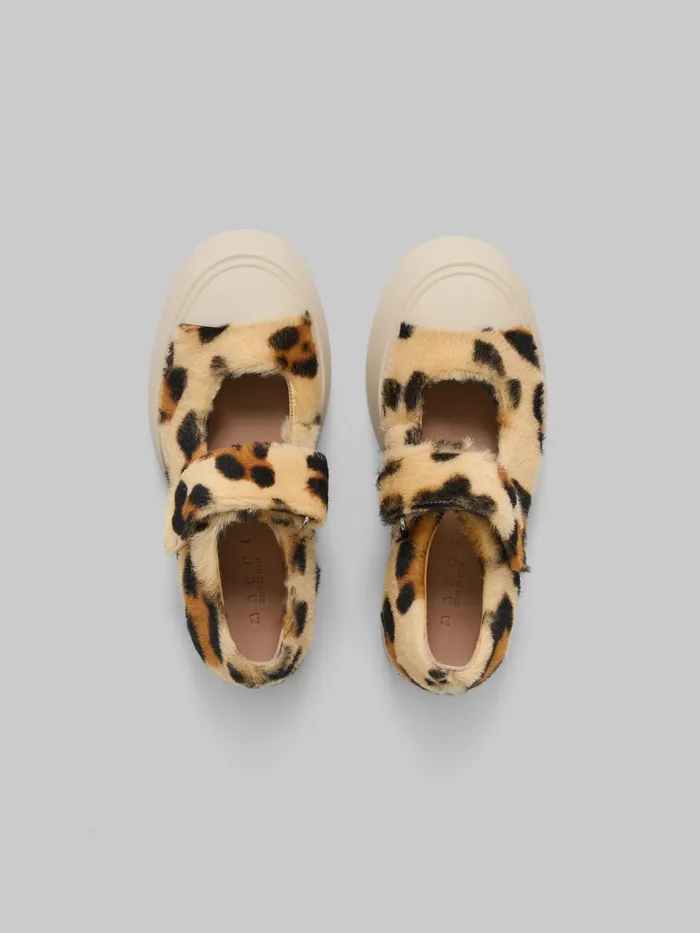 Yellow Animalier Print Shearling Mary Jane Sneaker Women Marni Pablo