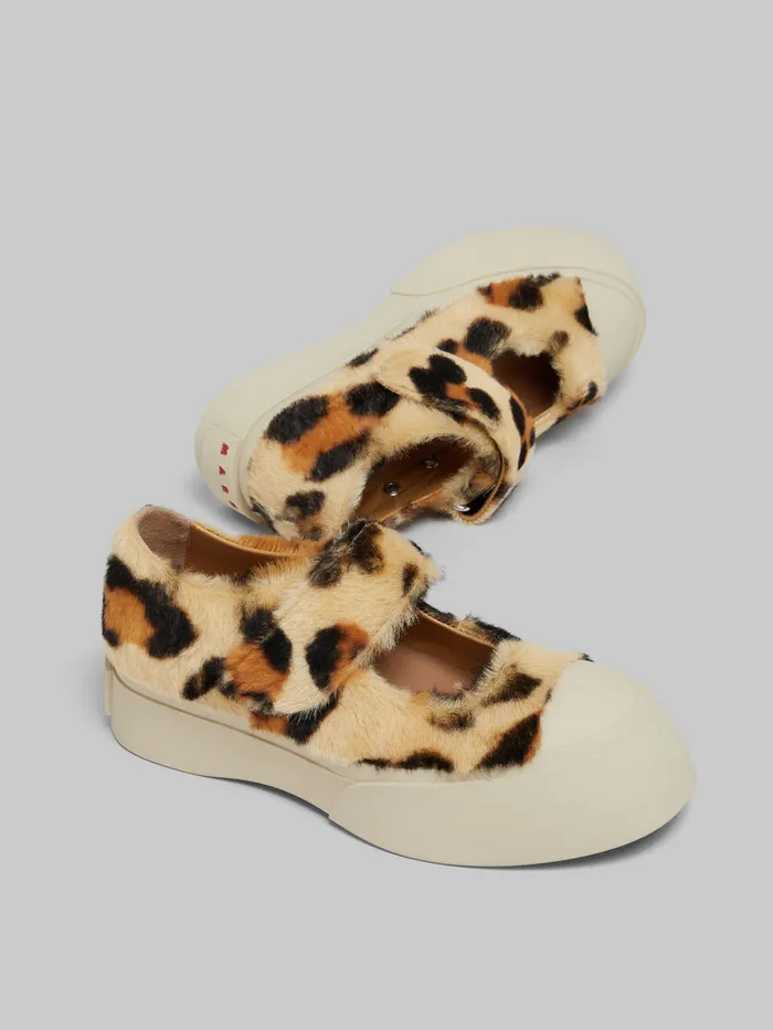 Yellow Animalier Print Shearling Mary Jane Sneaker Women Marni Pablo