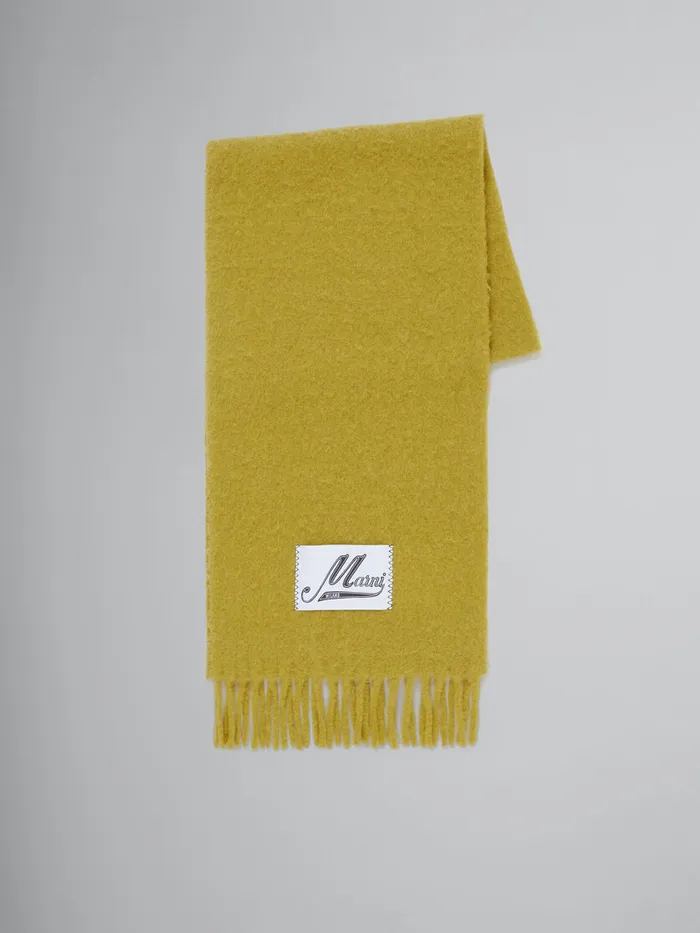 Yellow Brushed Alpaca Scarf With Fringes Men Marni Scarves