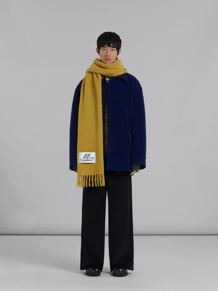Yellow Brushed Alpaca Scarf With Fringes Men Marni Scarves