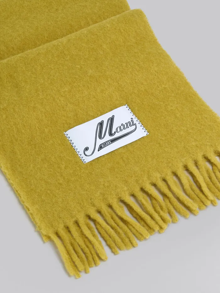 Yellow Brushed Alpaca Scarf With Fringes Men Marni Scarves