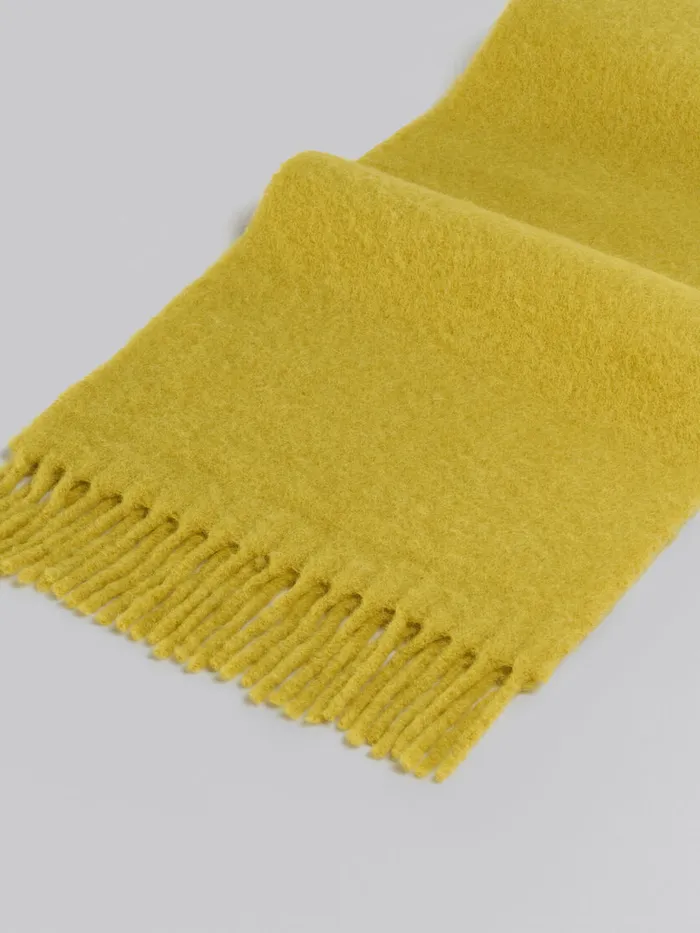 Yellow Brushed Alpaca Scarf With Fringes Men Marni Scarves