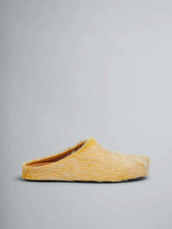 Yellow Long Hair Calfskin Fussbett Sabot Men Marni Fussbett Sabot