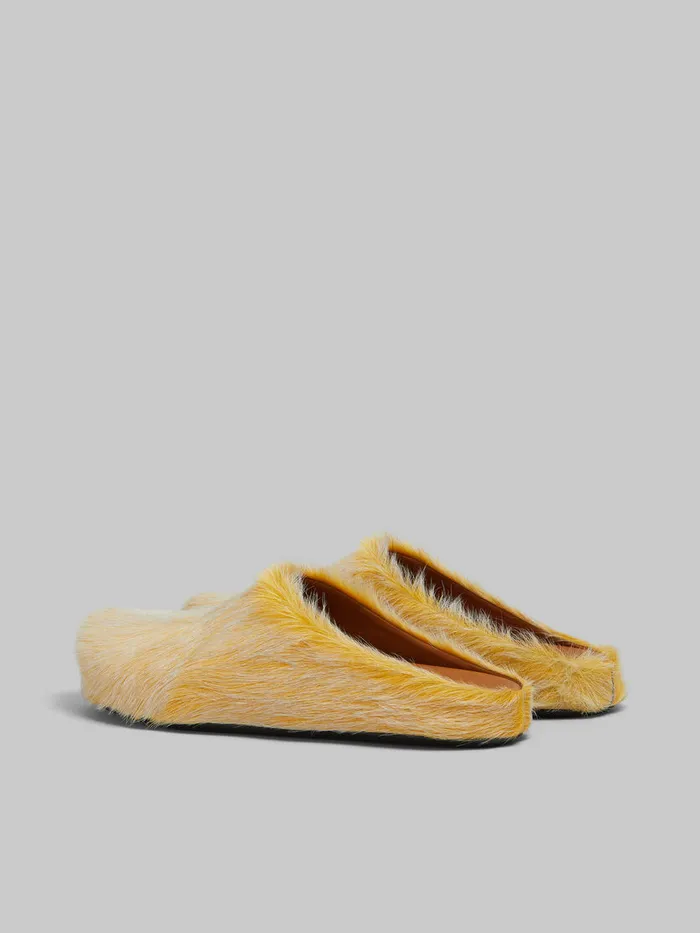 Yellow Long Hair Calfskin Fussbett Sabot Men Marni Fussbett Sabot