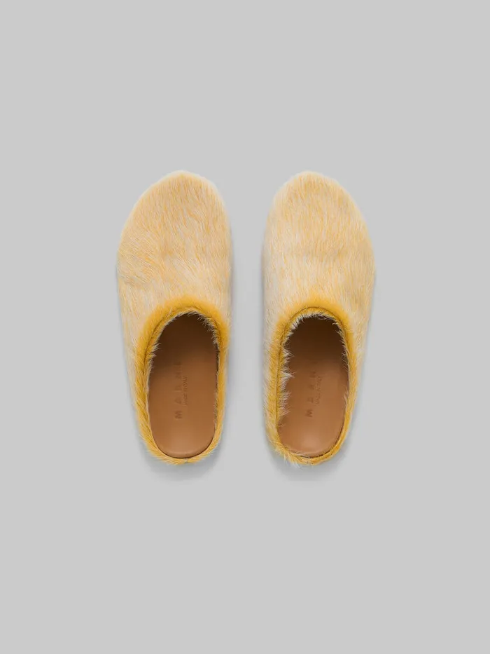 Yellow Long Hair Calfskin Fussbett Sabot Men Marni Fussbett Sabot