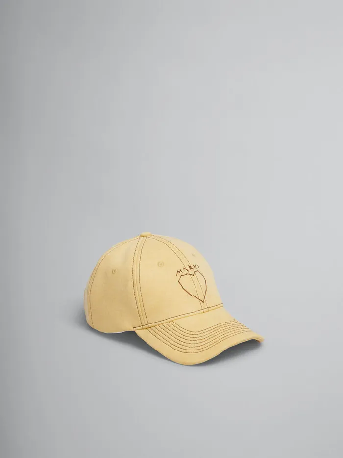 Yellow Organic Denim Baseball Cap With Marni Mending Men Marni Hats