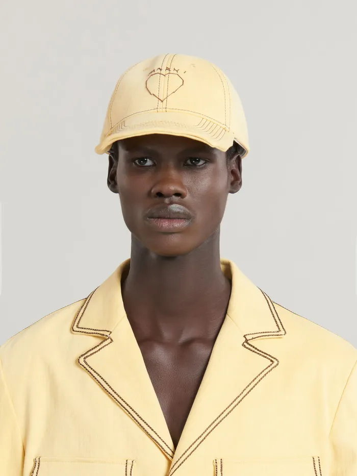 Yellow Organic Denim Baseball Cap With Marni Mending Men Marni Hats