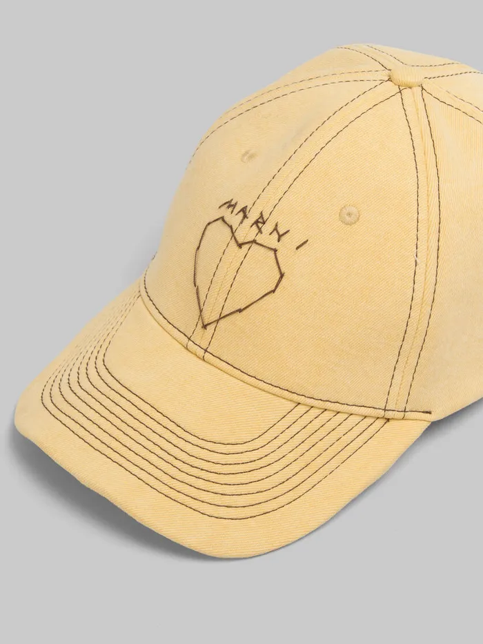 Yellow Organic Denim Baseball Cap With Marni Mending Men Marni Hats