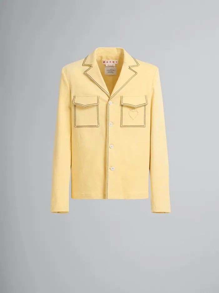 Yellow Organic Denim Blazer With Contrast Stitching Men Marni Coats and Jackets