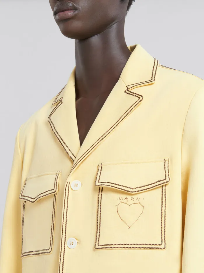 Yellow Organic Denim Blazer With Contrast Stitching Men Marni Coats and Jackets