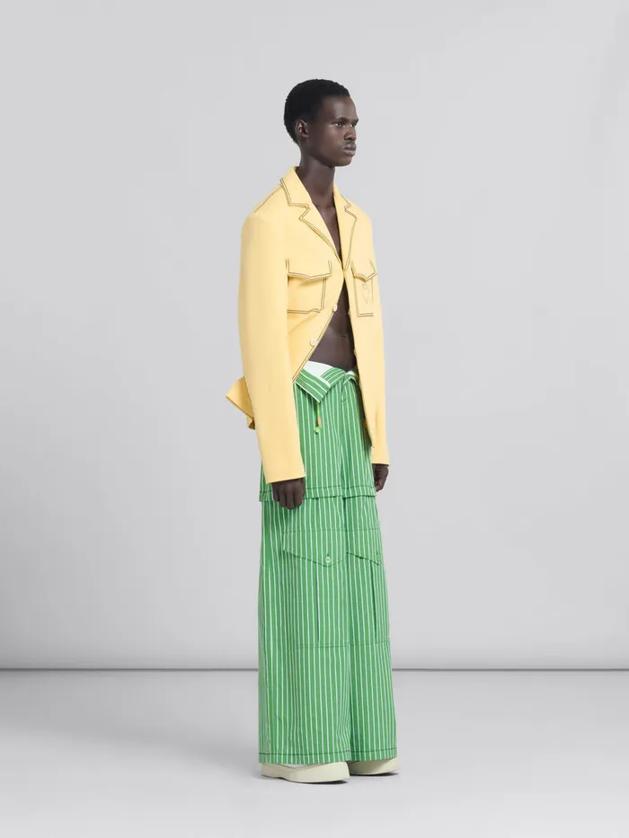 Yellow Organic Denim Blazer With Contrast Stitching Men Marni Coats and Jackets