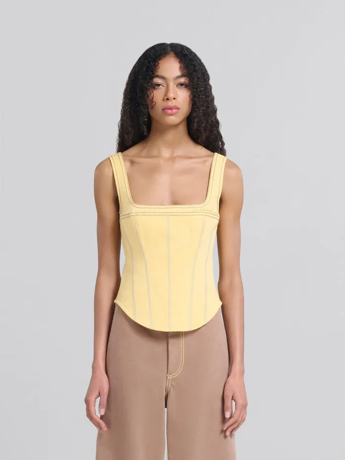 Yellow Organic Denim Corset Top Women Marni Tops and TShirts