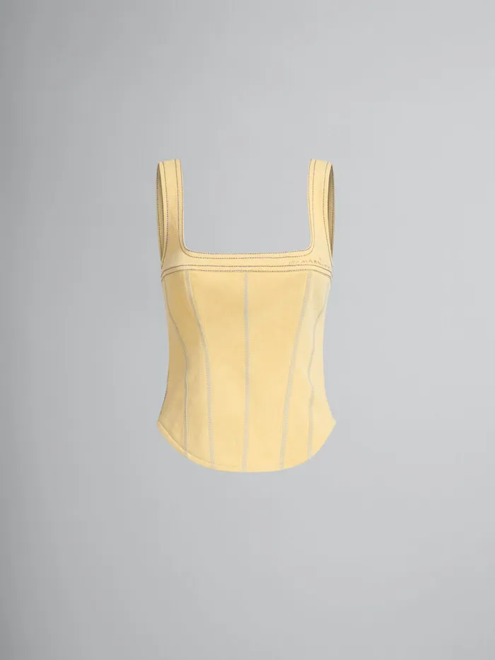 Yellow Organic Denim Corset Top Women Marni Tops and TShirts
