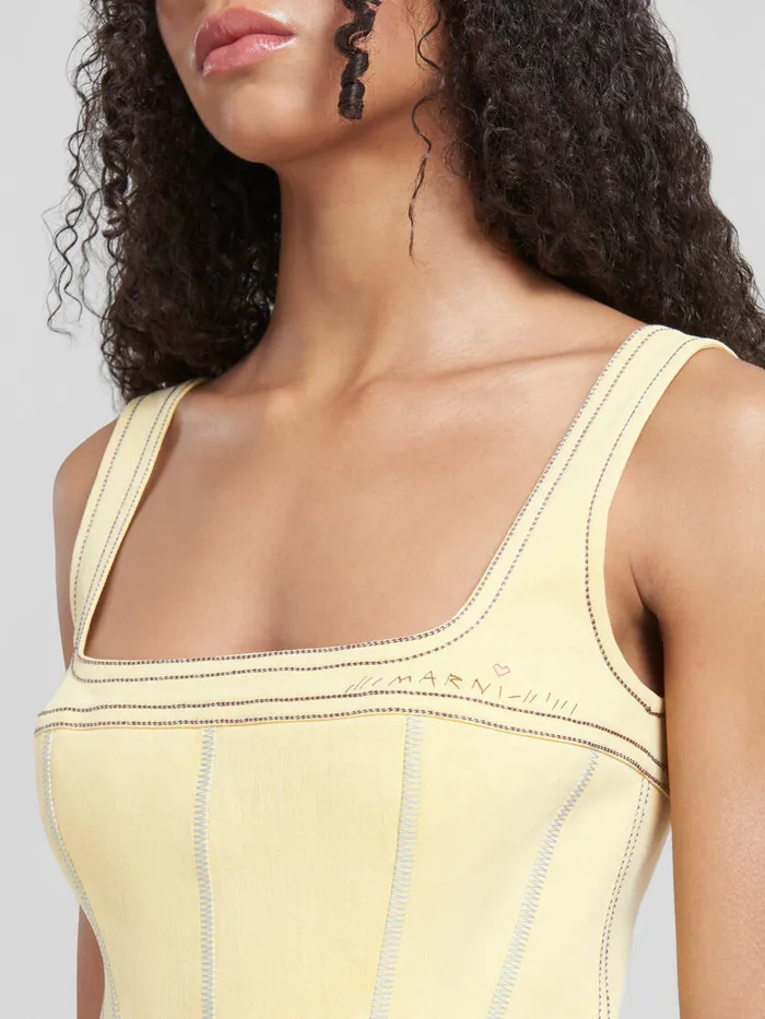 Yellow Organic Denim Corset Top Women Marni Tops and TShirts
