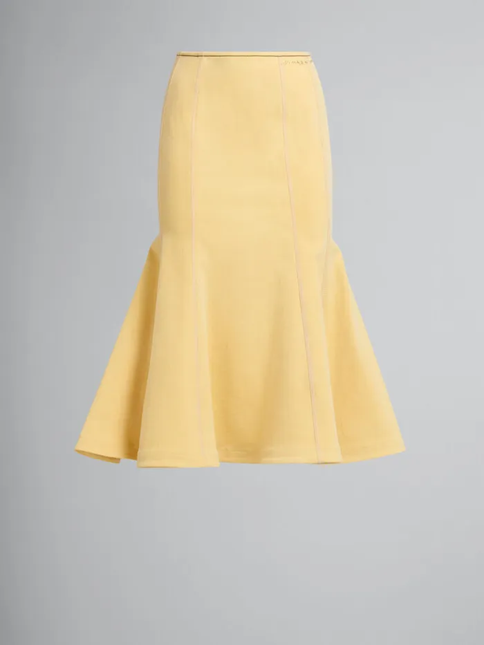 Yellow Organic Denim Mermaid Skirt With Contrast Stitching Women Marni Skirts