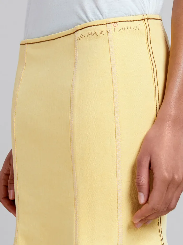 Yellow Organic Denim Mermaid Skirt With Contrast Stitching Women Marni Skirts